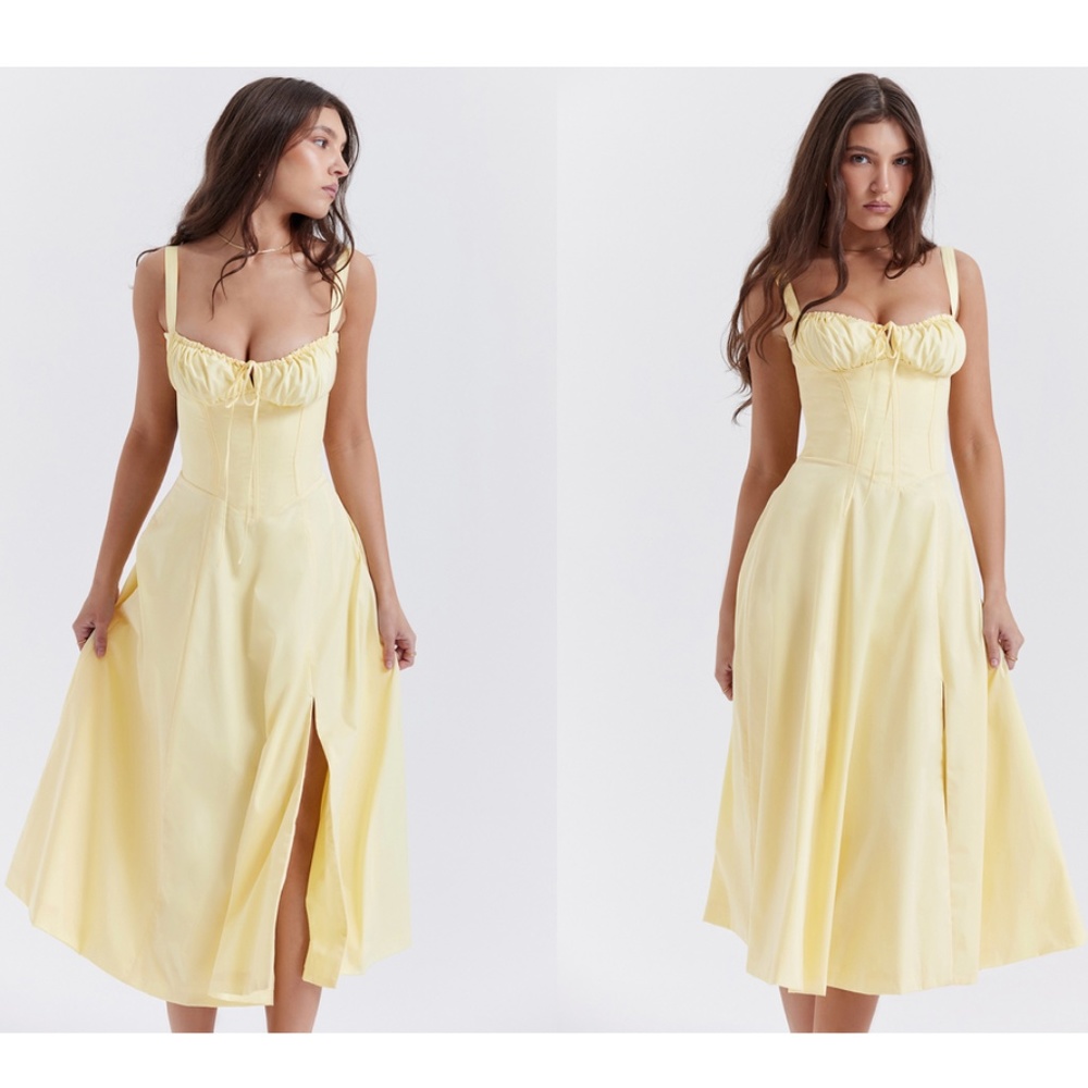 HOUSE OF CB 'Carmen' Buttercup Bustier Sundress yellow NWOT size XS - Picture 2 of 15